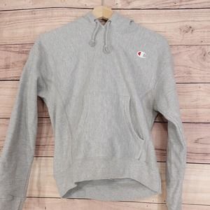 VINTAGE CHAMPION REVERSE WEAVE GREY BLANK HOODIE SIZE XS 00s Y2K